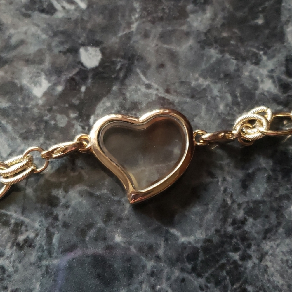 Origami Owl gold chain heart locket bracelet